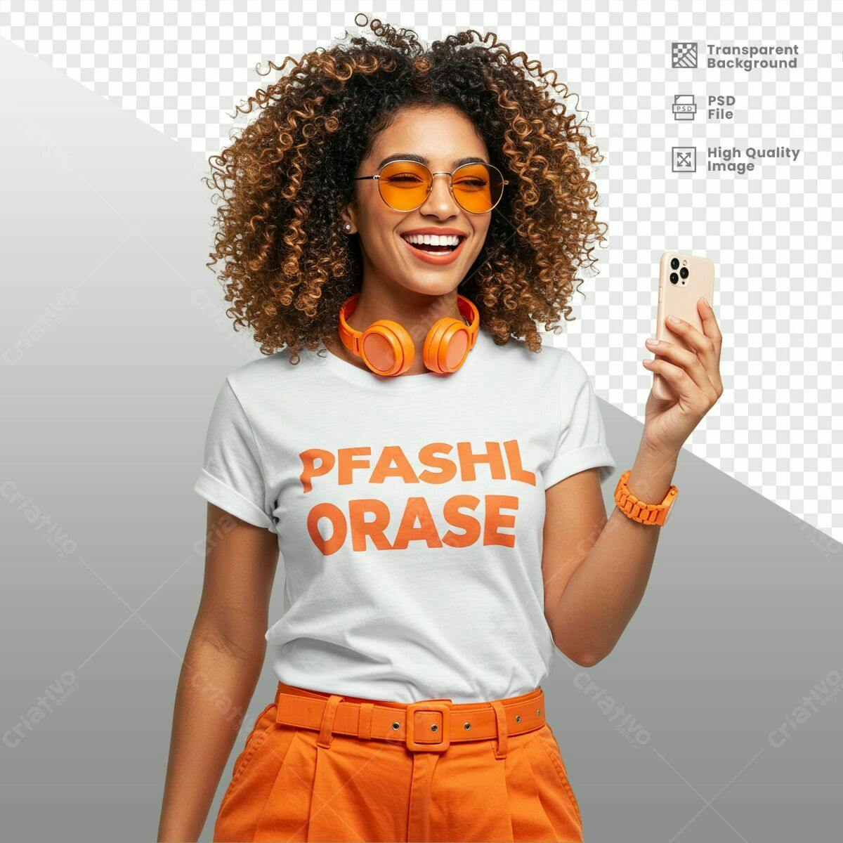 Mockup Camiseta com Modelo Negra PSD Editável