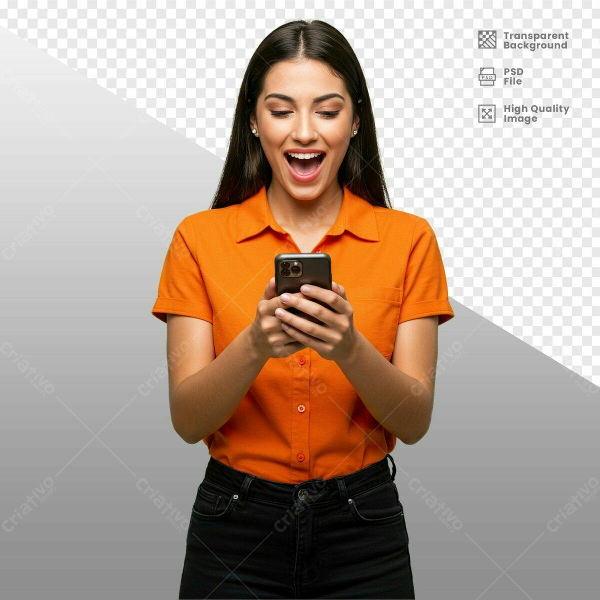 Imagem Mulher Usando Smartphone PSD Editável