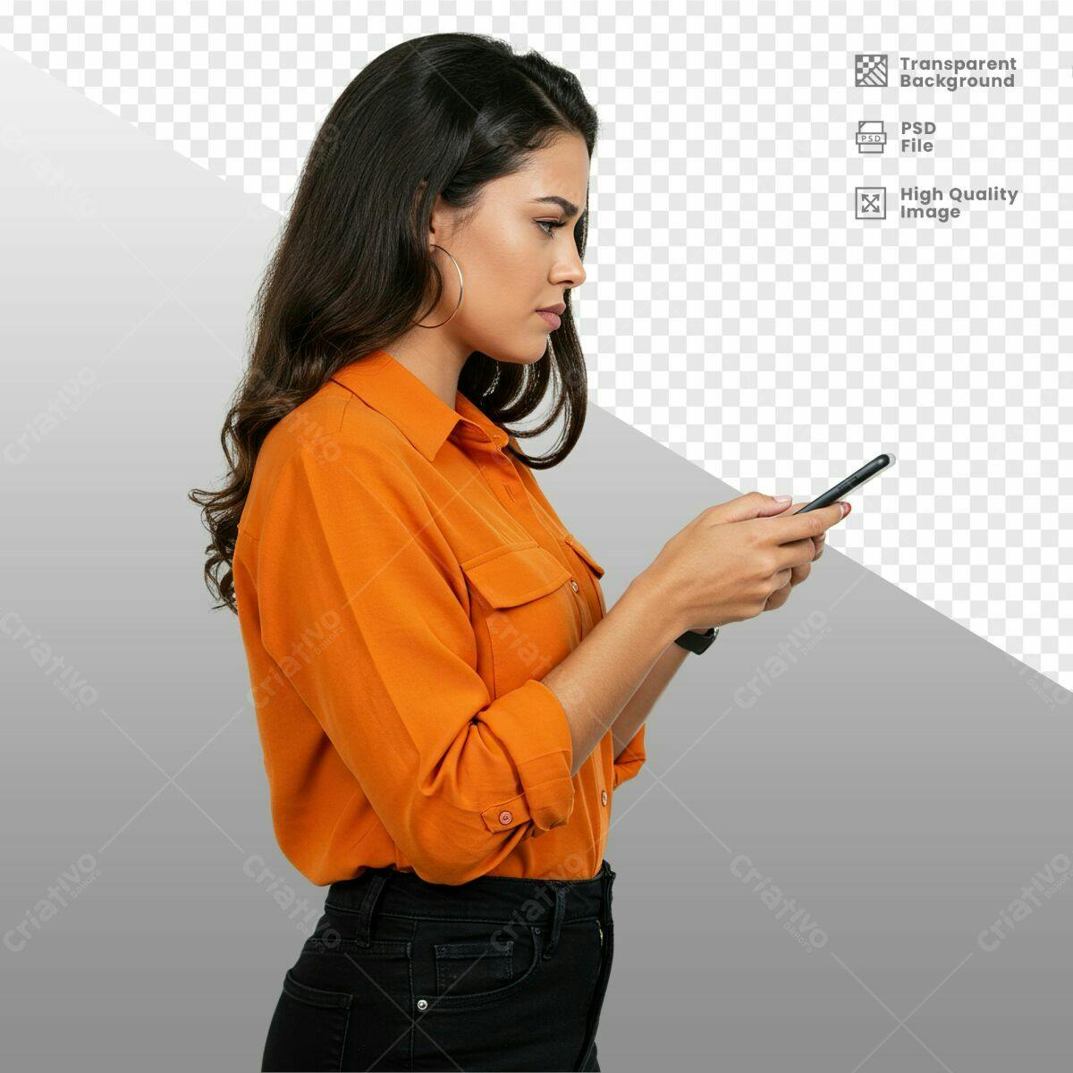 PSD Pessoa Usando Smartphone PSD Editável