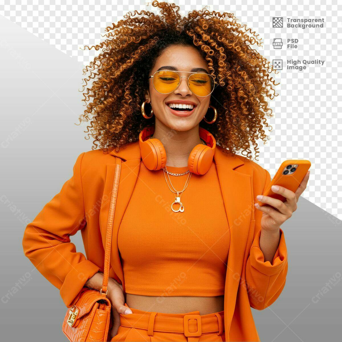 PSD para Modelo de Lookbook Laranja Vibrante PSD Editável
