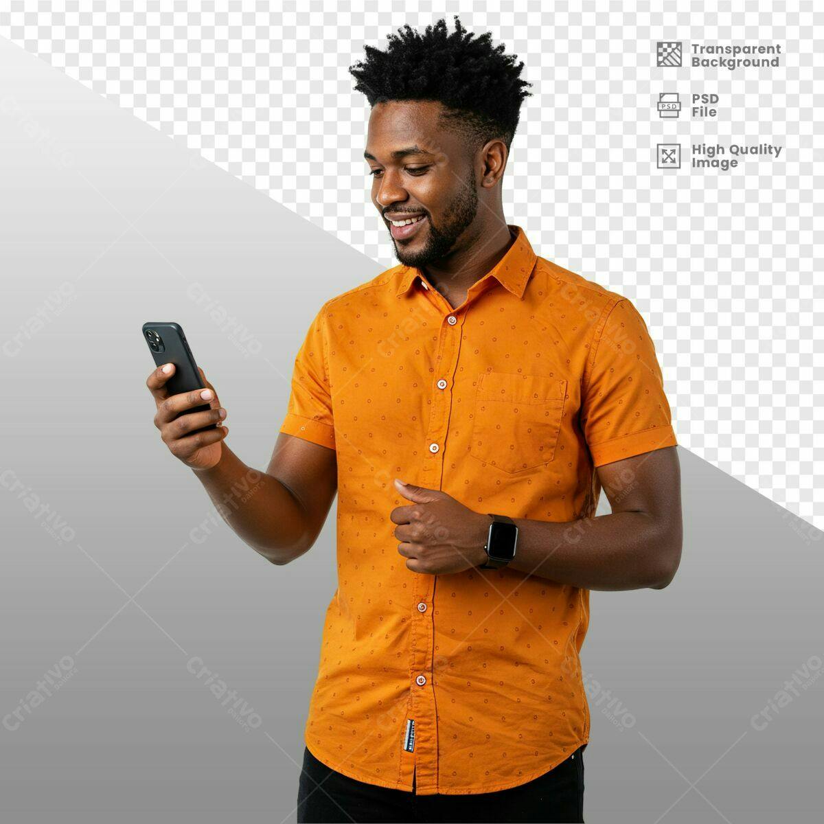 Mockup Pessoa Usando Smartphone PSD Editável