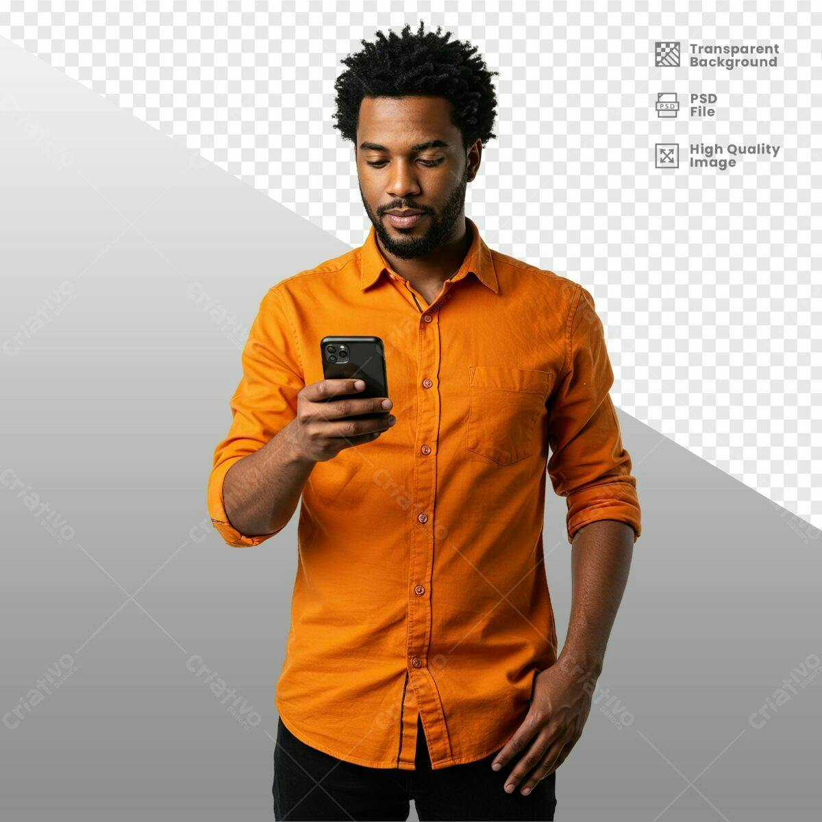 Mockup Pessoa Usando Smartphone PSD Editável