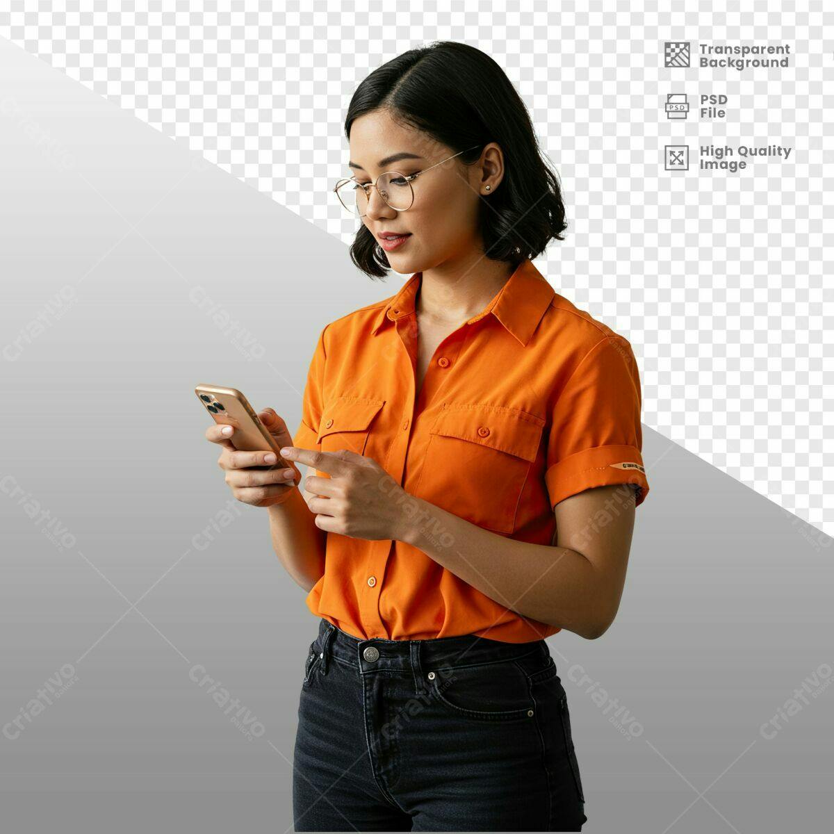 Mockup Pessoa Usando Celular PSD Editável