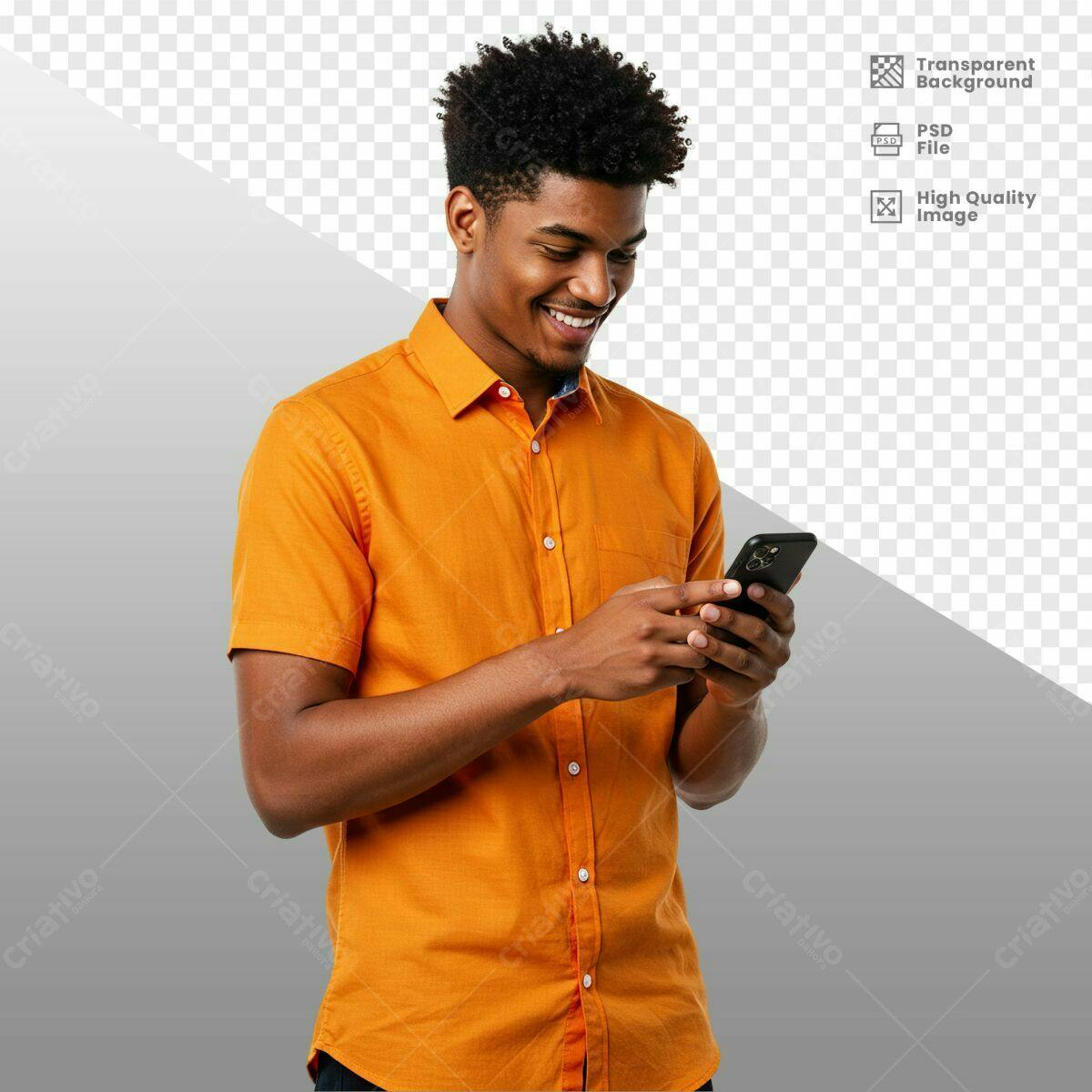 Mockup Pessoa Usando Smartphone PSD Editável