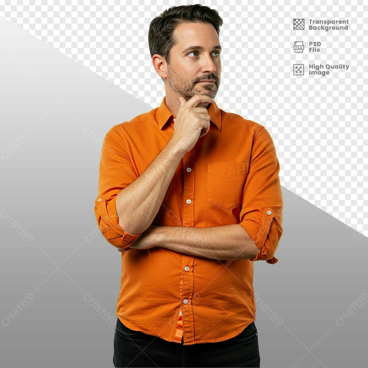 Imagem PNG de Homem Pensativo PSD Editável