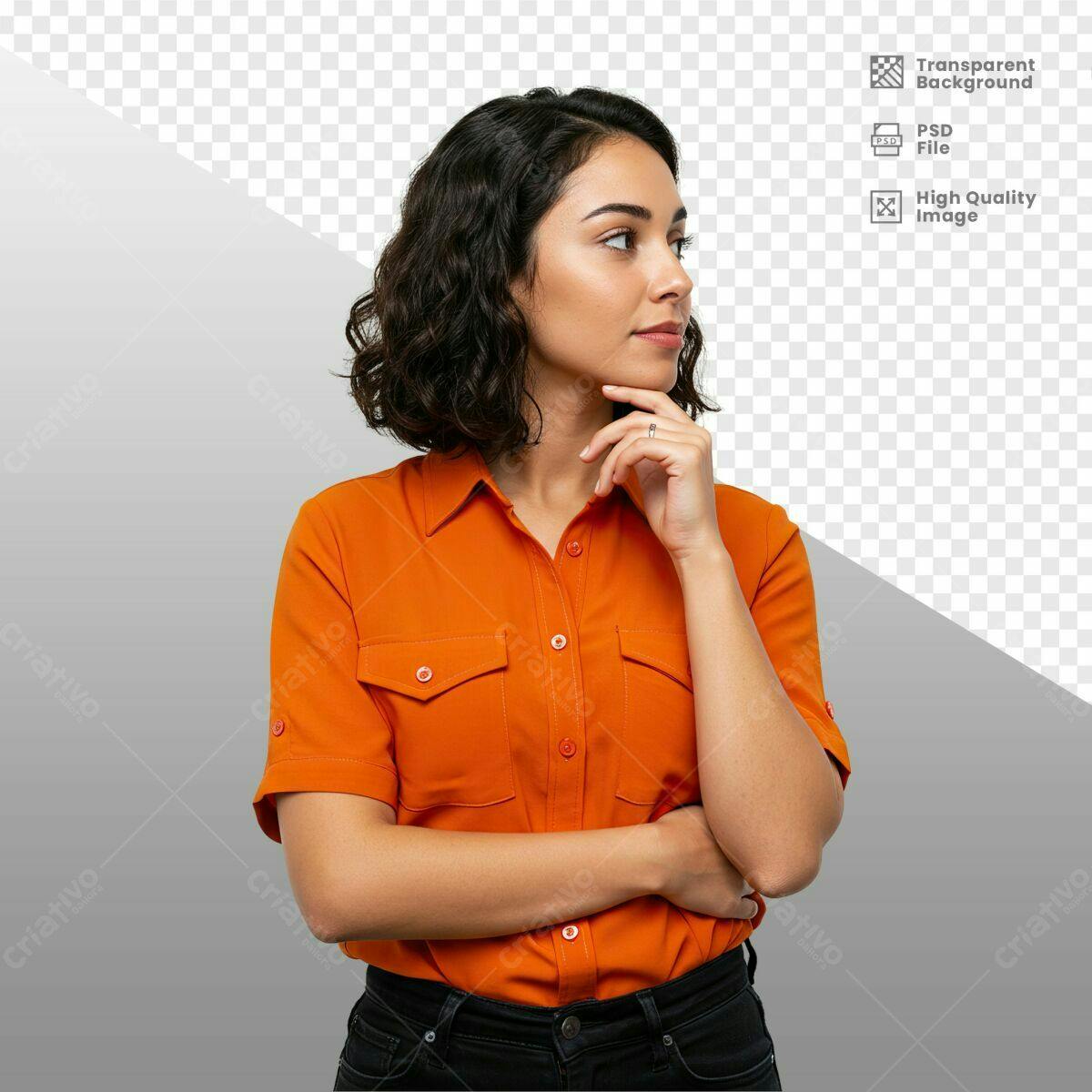 Imagem de Mulher Pensativa PSD Editável