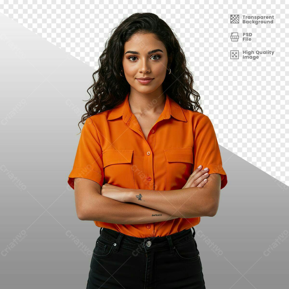 Mockup Mulher Braços Cruzados PSD Editável