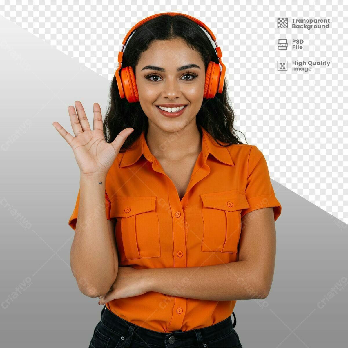 Imagem de Mulher com Fones PSD Editável