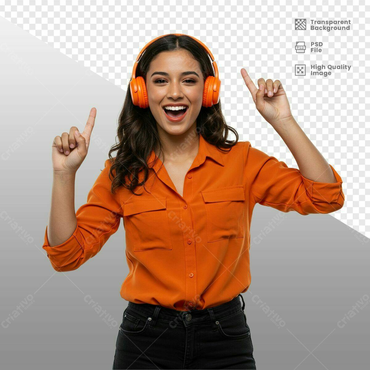 Imagem de Mulher com Fones de Ouvido PSD Editável