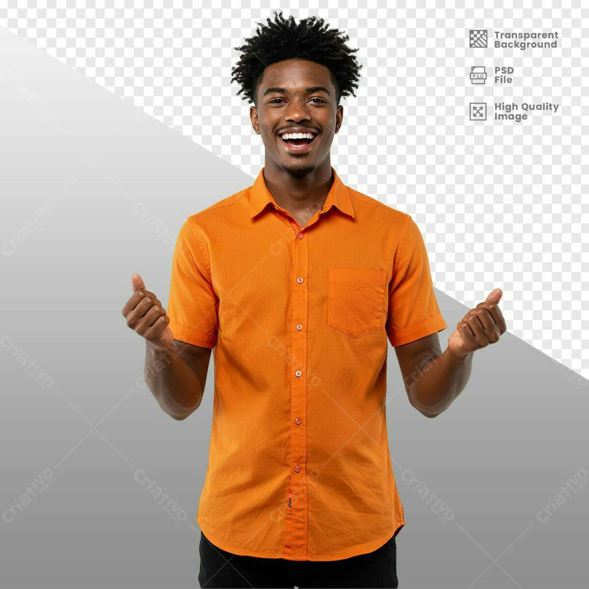 Imagem Pessoa Sorrindo com Polegar para Cima PSD Editável