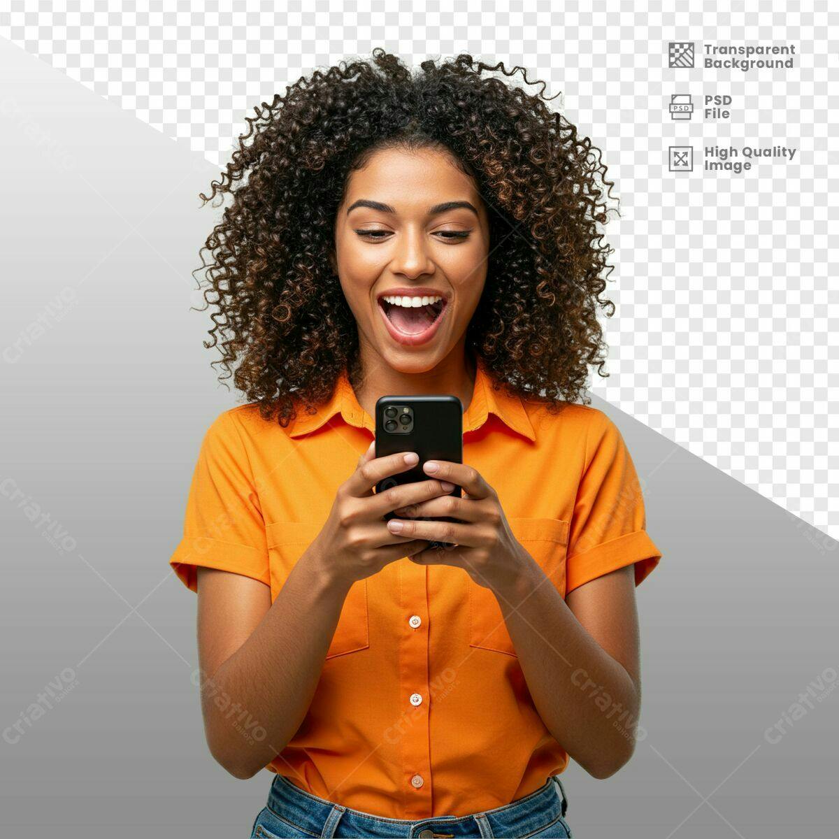 Mockup Pessoa Surpresa com Celular PSD Editável