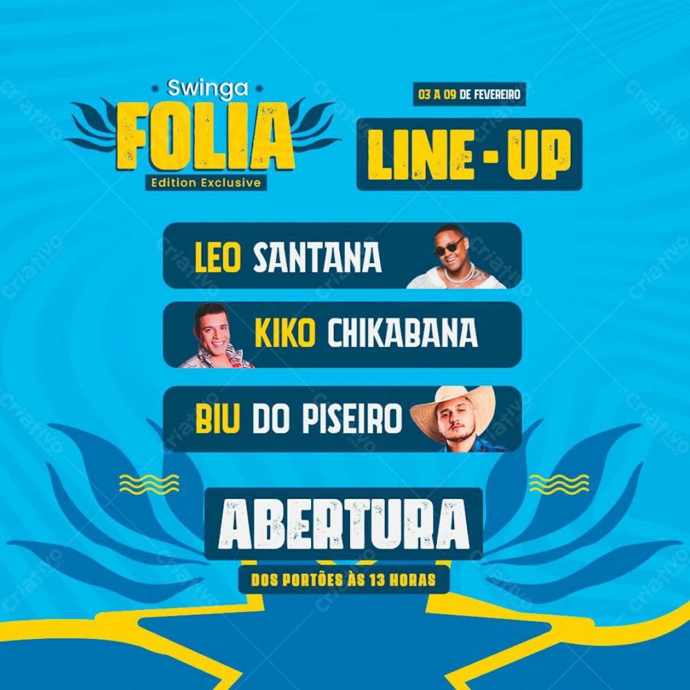 Flyer De Carnaval Swinga Folia Feed Line Up Psd Editavel