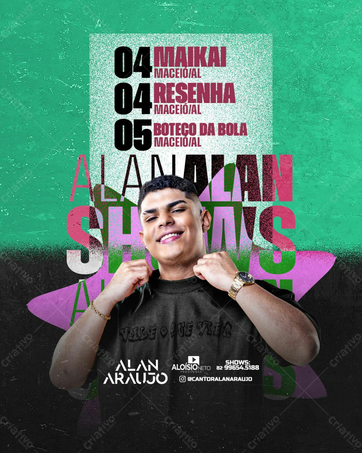 Flyer Shows Alan Araujo Maceió PSD Editável
