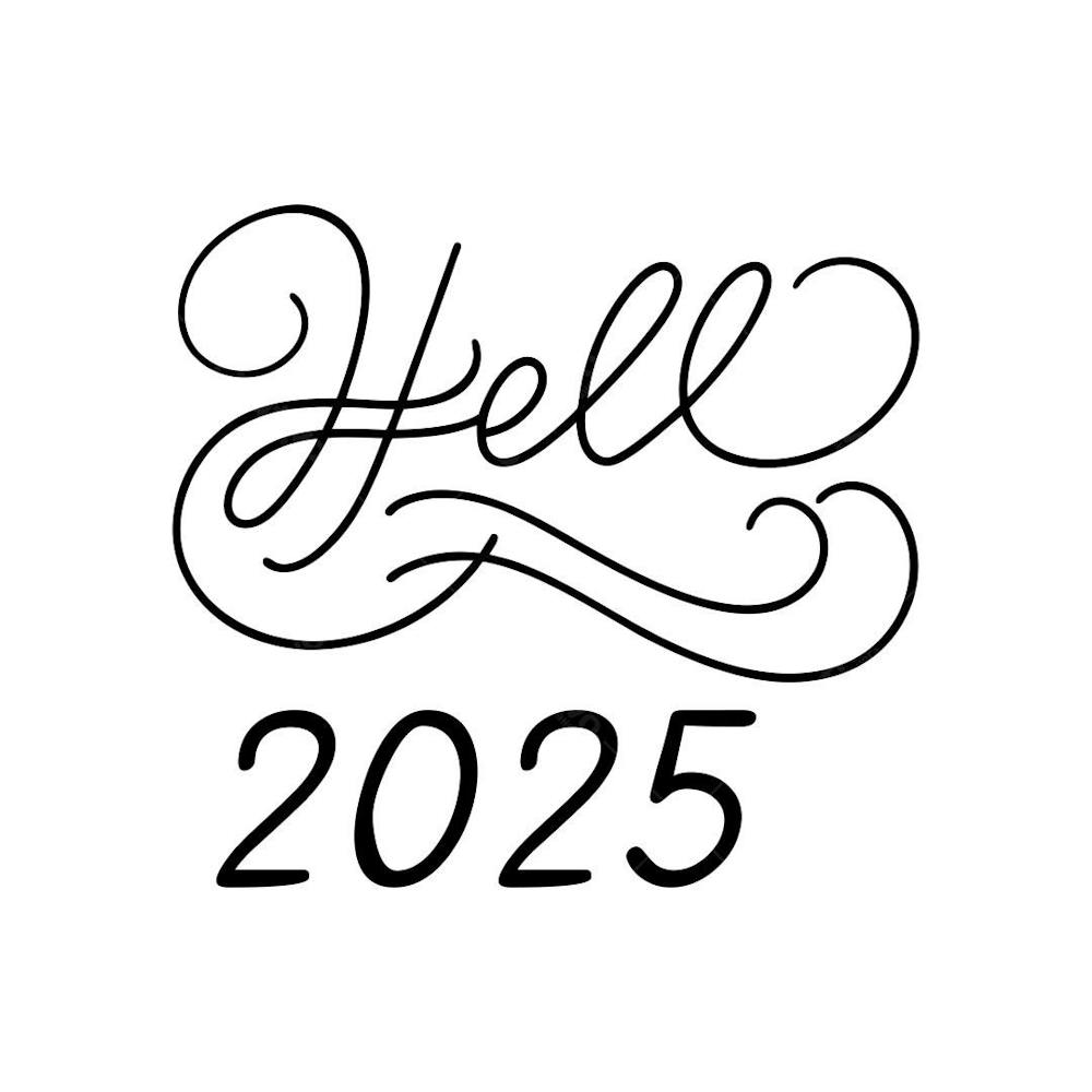 Stylish Hello 2025 Lettering Design For Fall