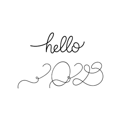 Ilustração vetorial de Feliz Ano Novo 2023 em estilo minimalista