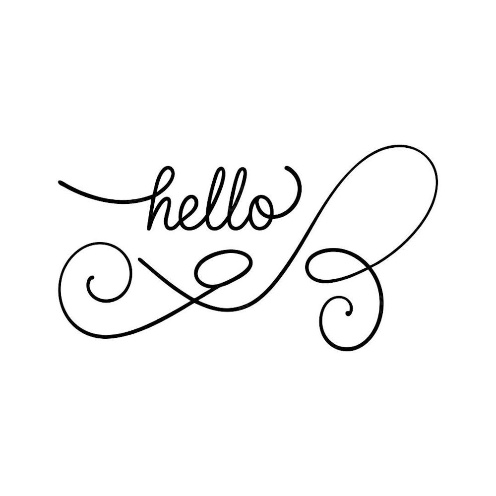 Stylish Black And White Hello Graphic Design.