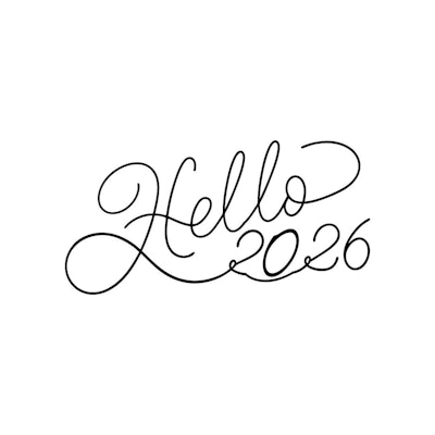 Ilustração vetorial Hello 2026 em estilo caligráfico
