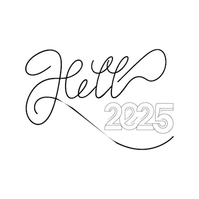 Ilustração Vetorial Hello 2025 em Linha Única