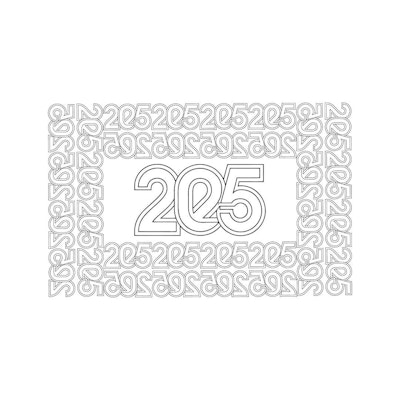 Ilustração Vetorial 2025 Minimalista em Preto e Branco