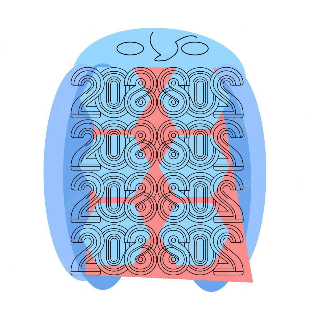 Ilustração vetorial Ano Novo 2080 estilo minimalista