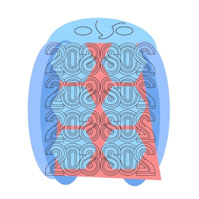 Ilustração vetorial Ano Novo 2080 estilo minimalista
