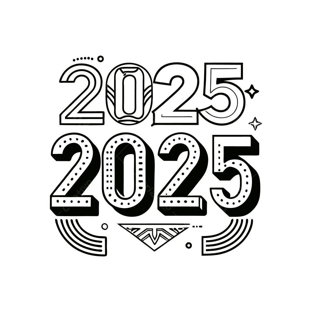 Ilustração vetorial Ano Novo 2025 estilo art déco