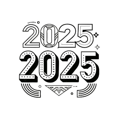 Ilustração vetorial Ano Novo 2025 estilo art déco