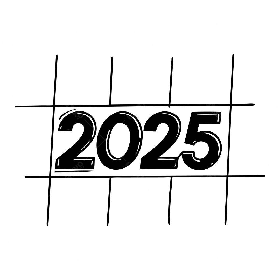 Ilustração vetorial Ano Novo 2025 estilo esboço