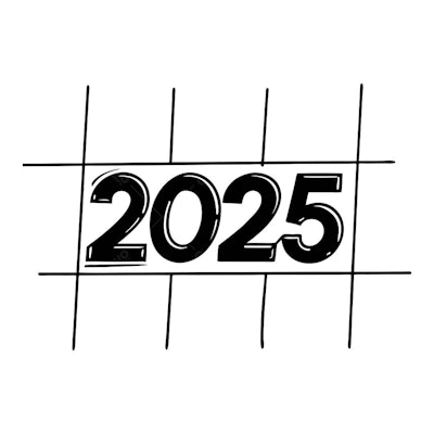 Ilustração vetorial Ano Novo 2025 estilo esboço