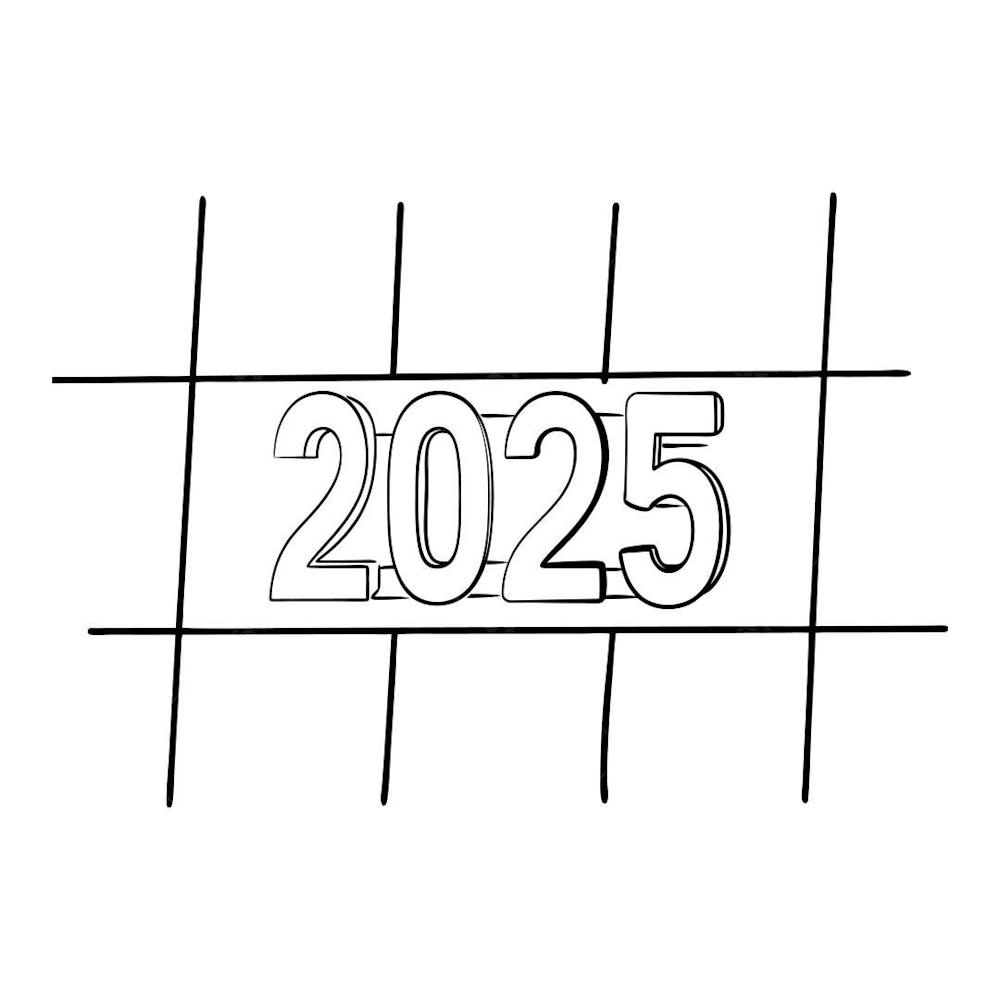 Bold 2025 New Year&#39;S Sign On A Gridded Surface