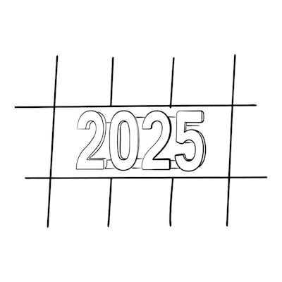 Ilustração vetorial 2025 estilo esboço