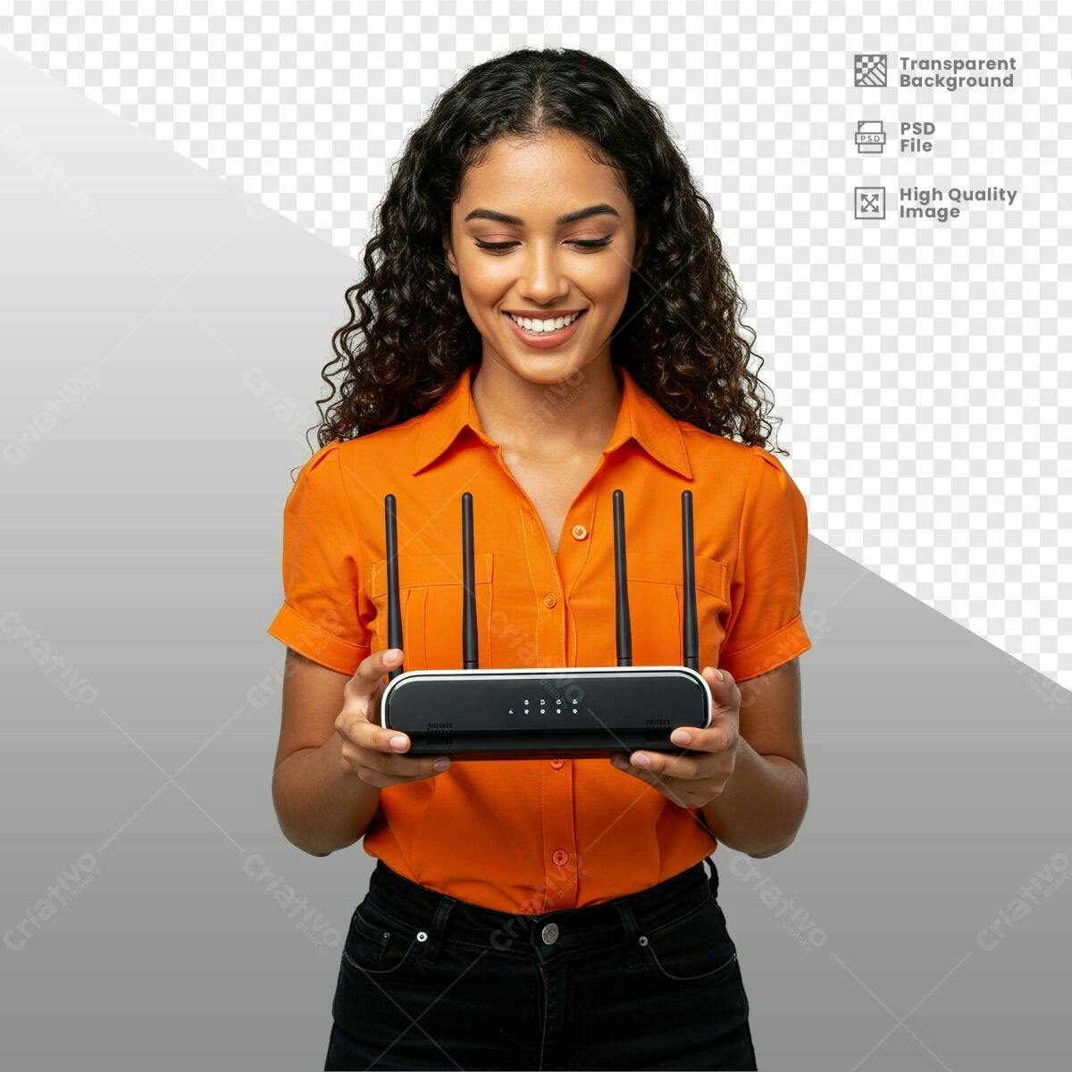 Mockup Router em Mãos PSD Editável