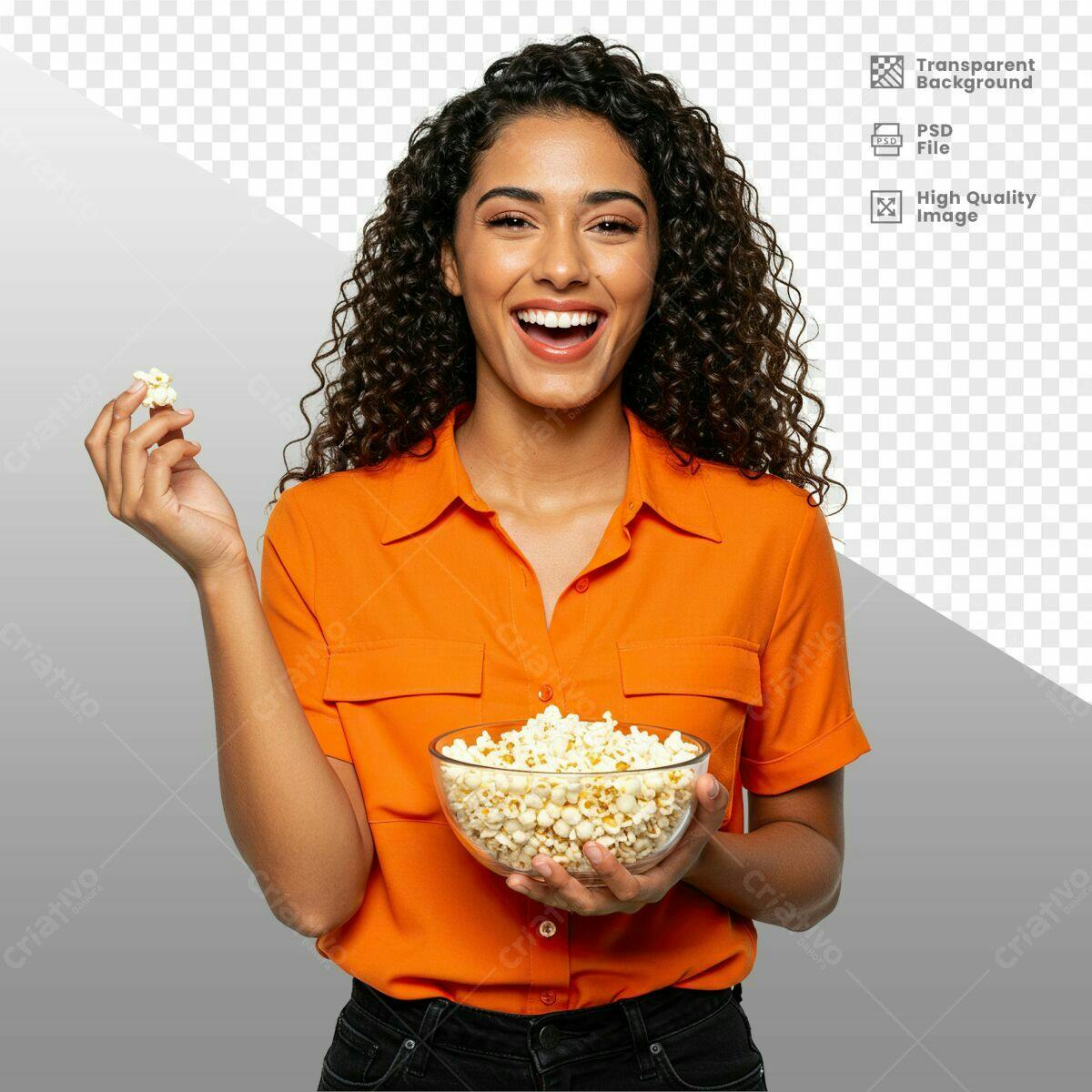 Imagem de Mulher com Pipoca PSD Editável