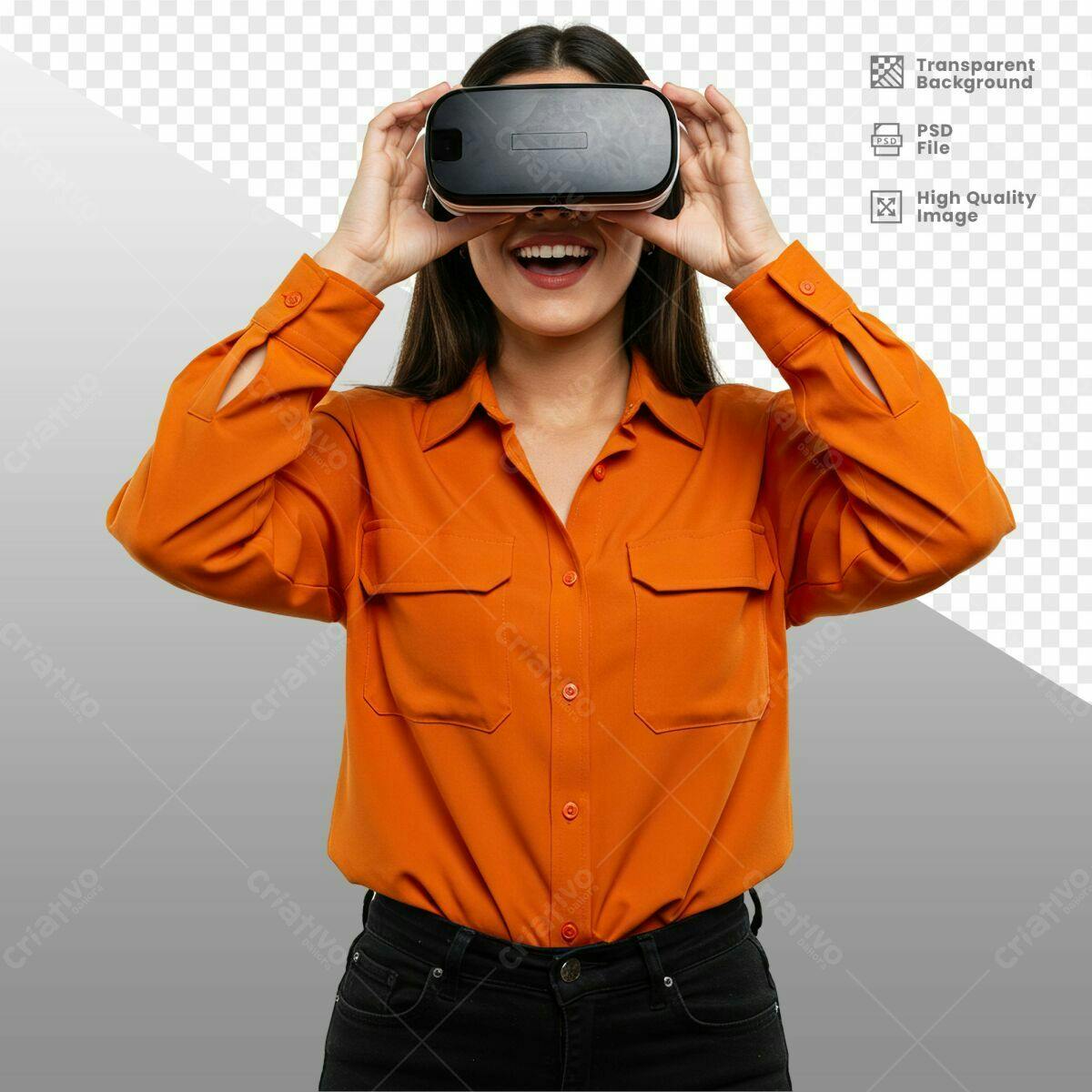 Imagem Mulher com Óculos VR PSD Editável