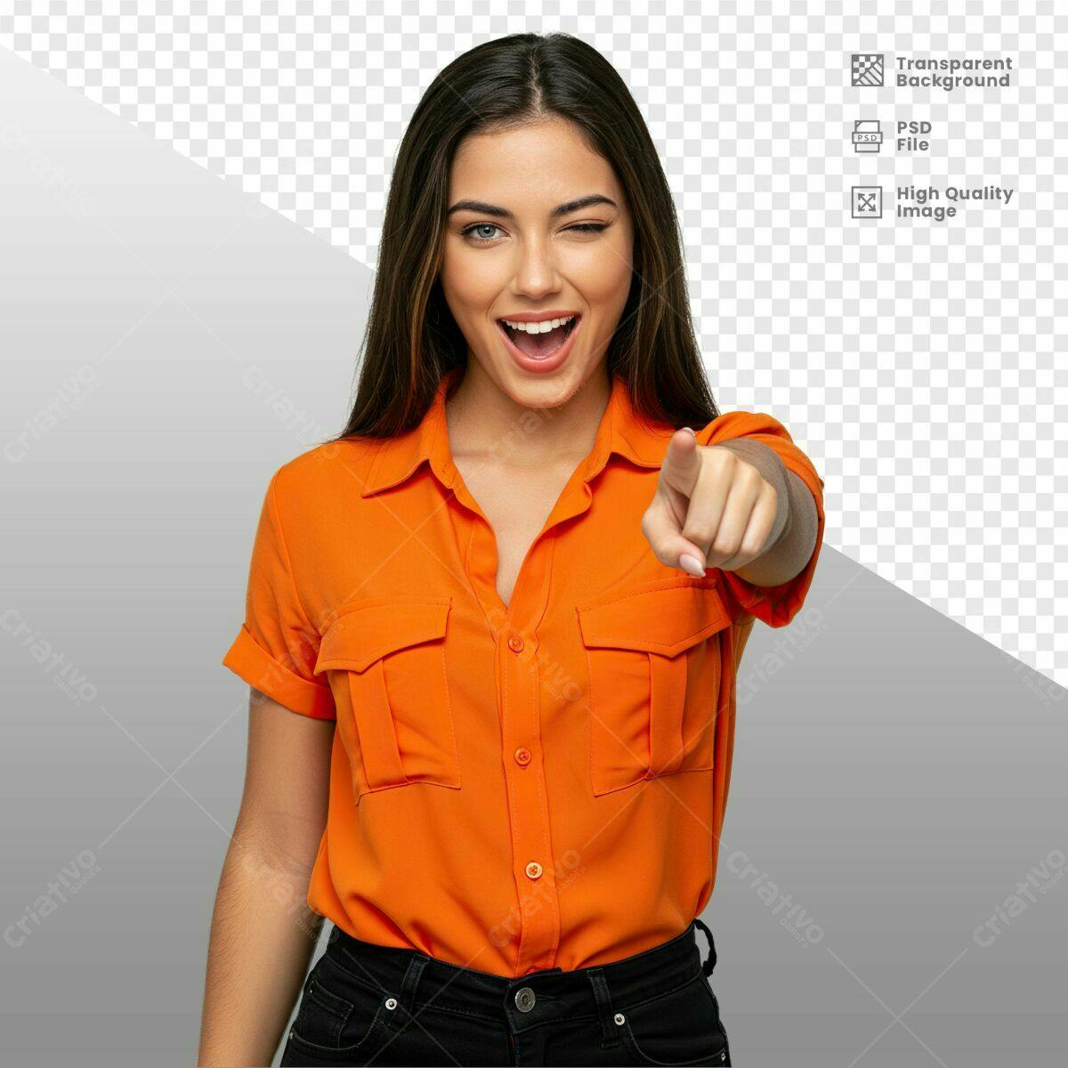 Imagem de Mulher Apontado PSD Editável