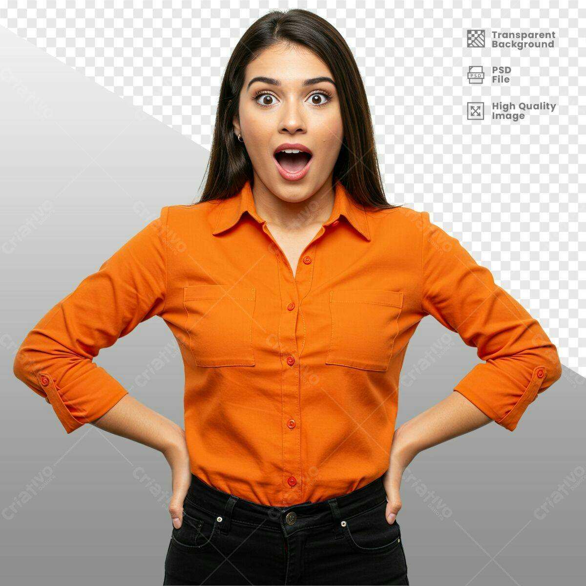 Imagem Mulher Surpresa PSD Editável