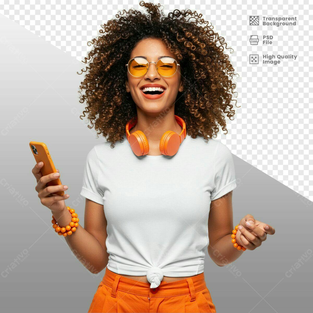 Mockup Camiseta Branca com Acessórios Laranjas PSD Editável