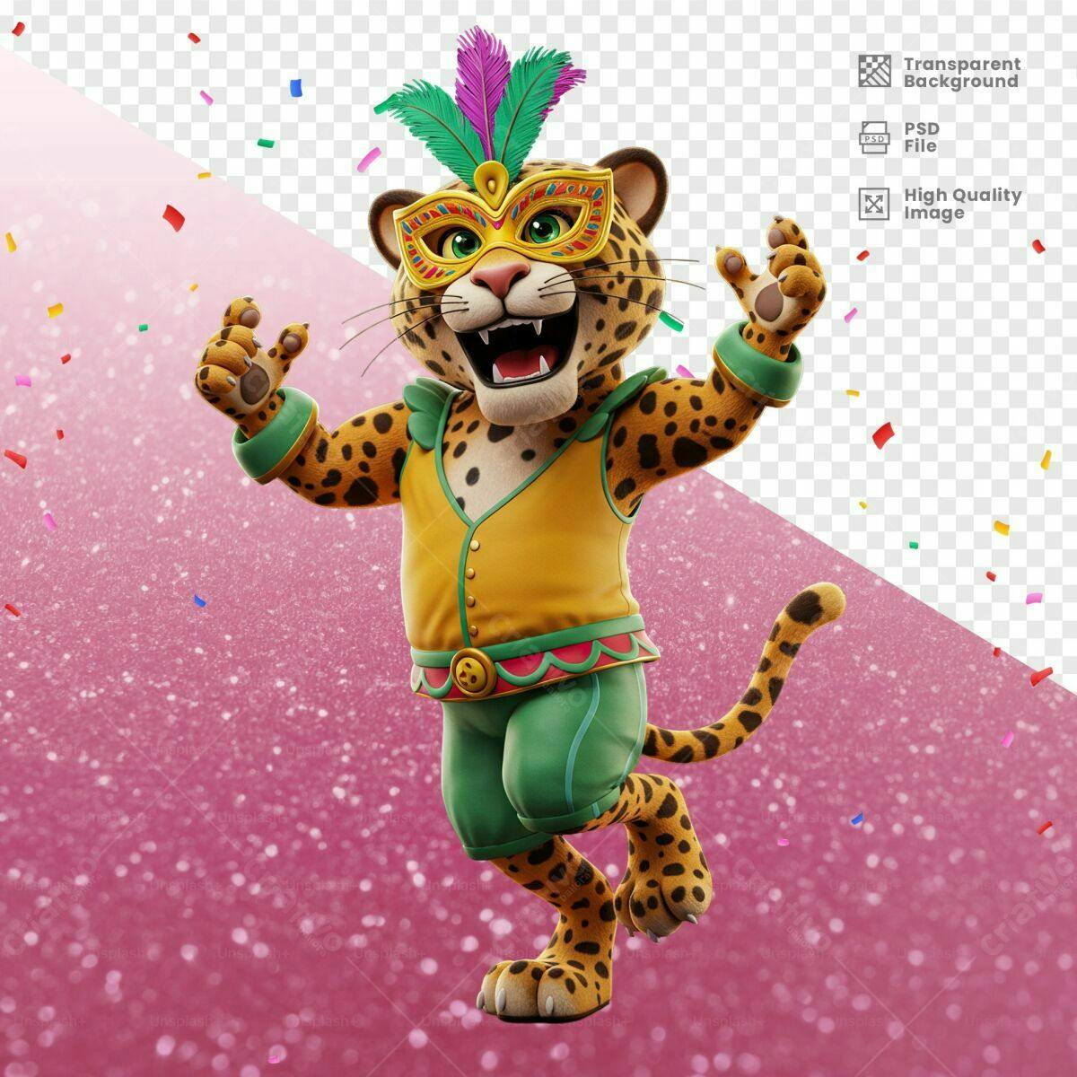 Mascote Onça Carnavalesca PSD Editável