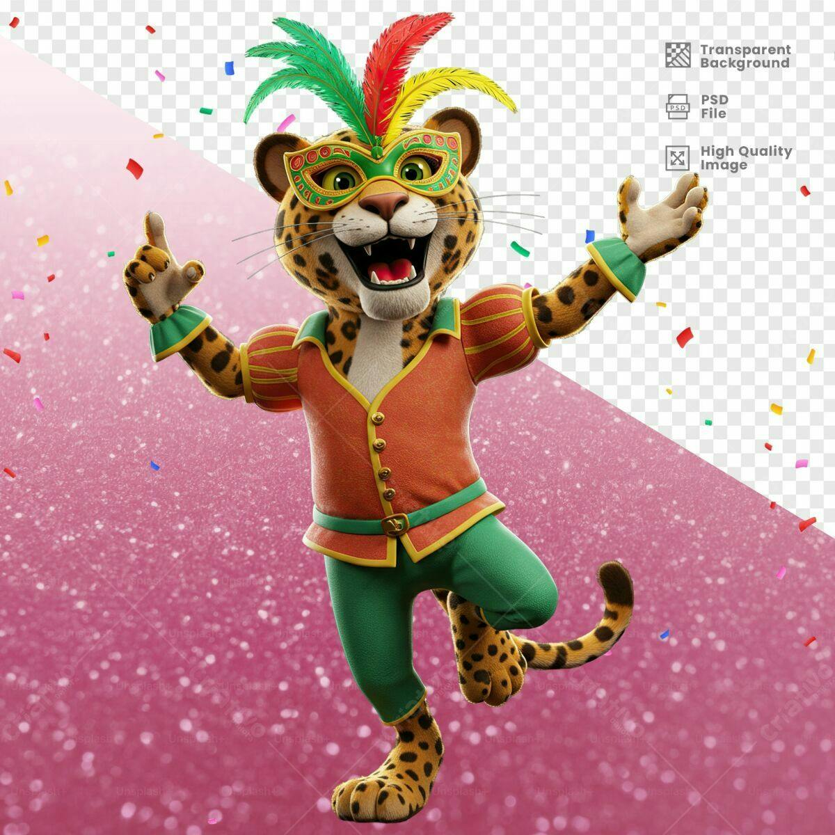 Personagem Jaguar Carnaval PSD Editável
