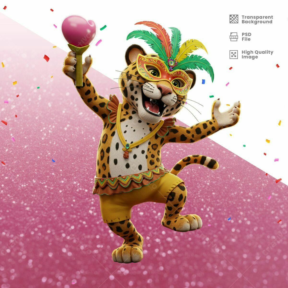 Mascote Carioca para Carnaval PSD Editável