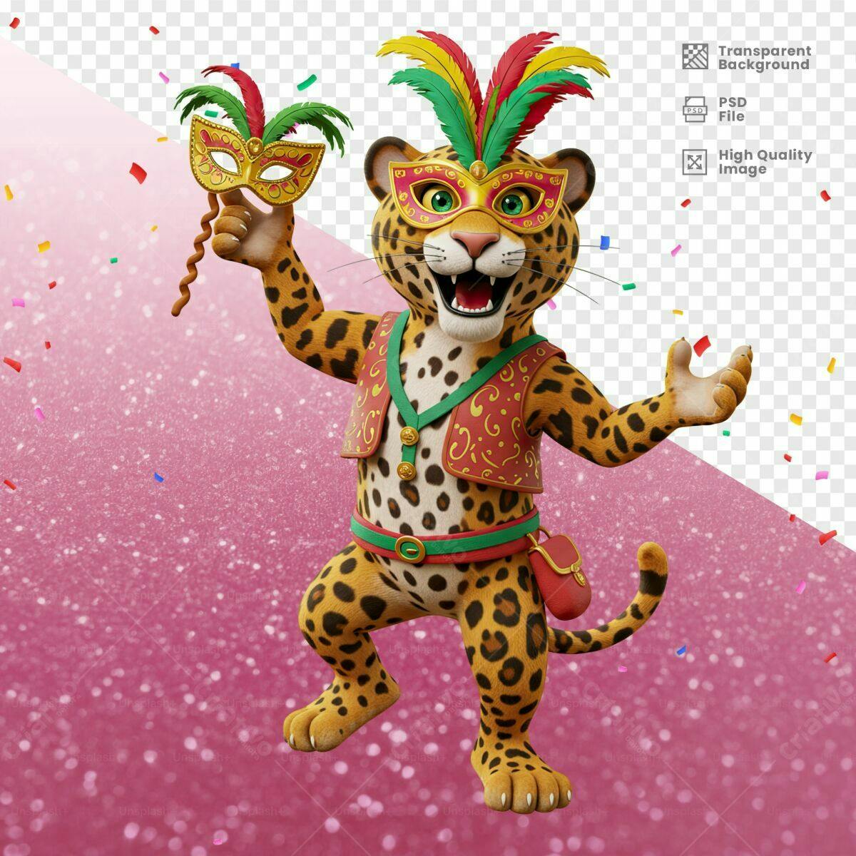 Mascote de Carnaval JaguaPSD Editável
