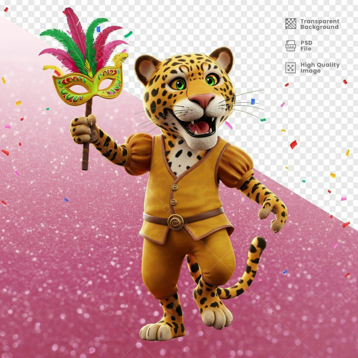 Personagem Onça Carnavalesco PSD Editável