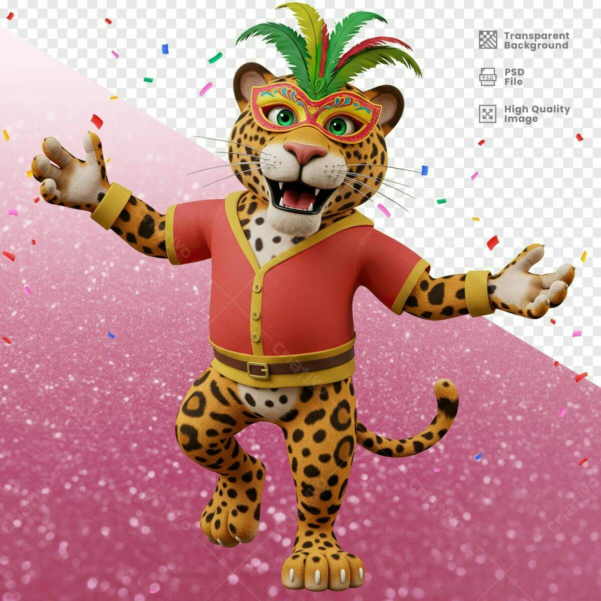 Mascote Onça Carnavalesco PSD Editável