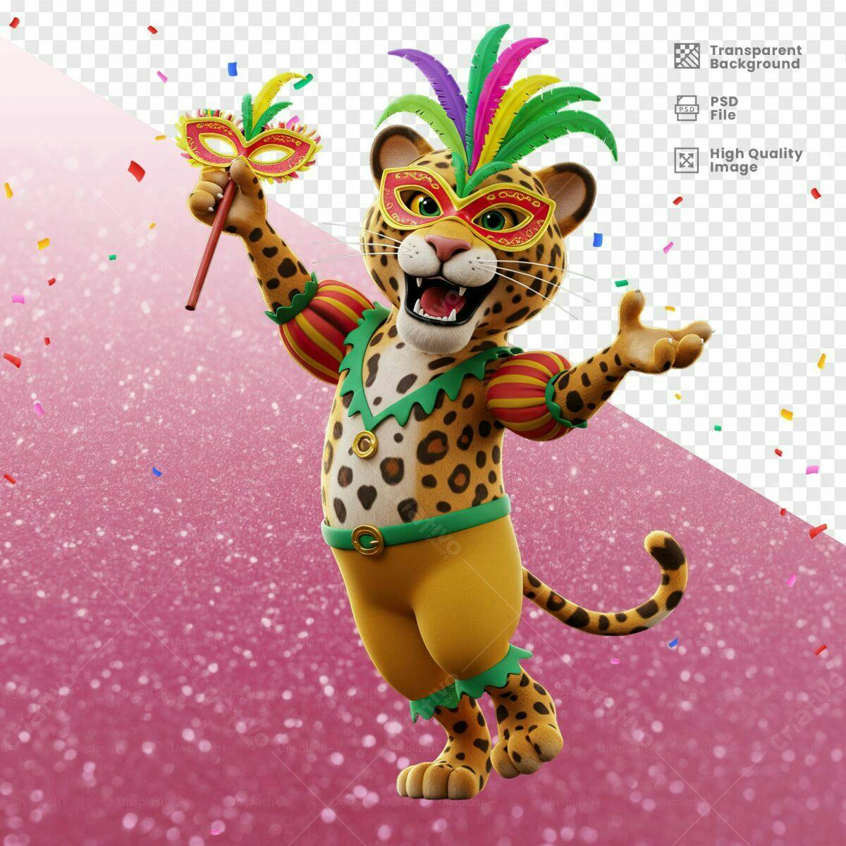 Mascote Onça Carnavalesco PSD Editável