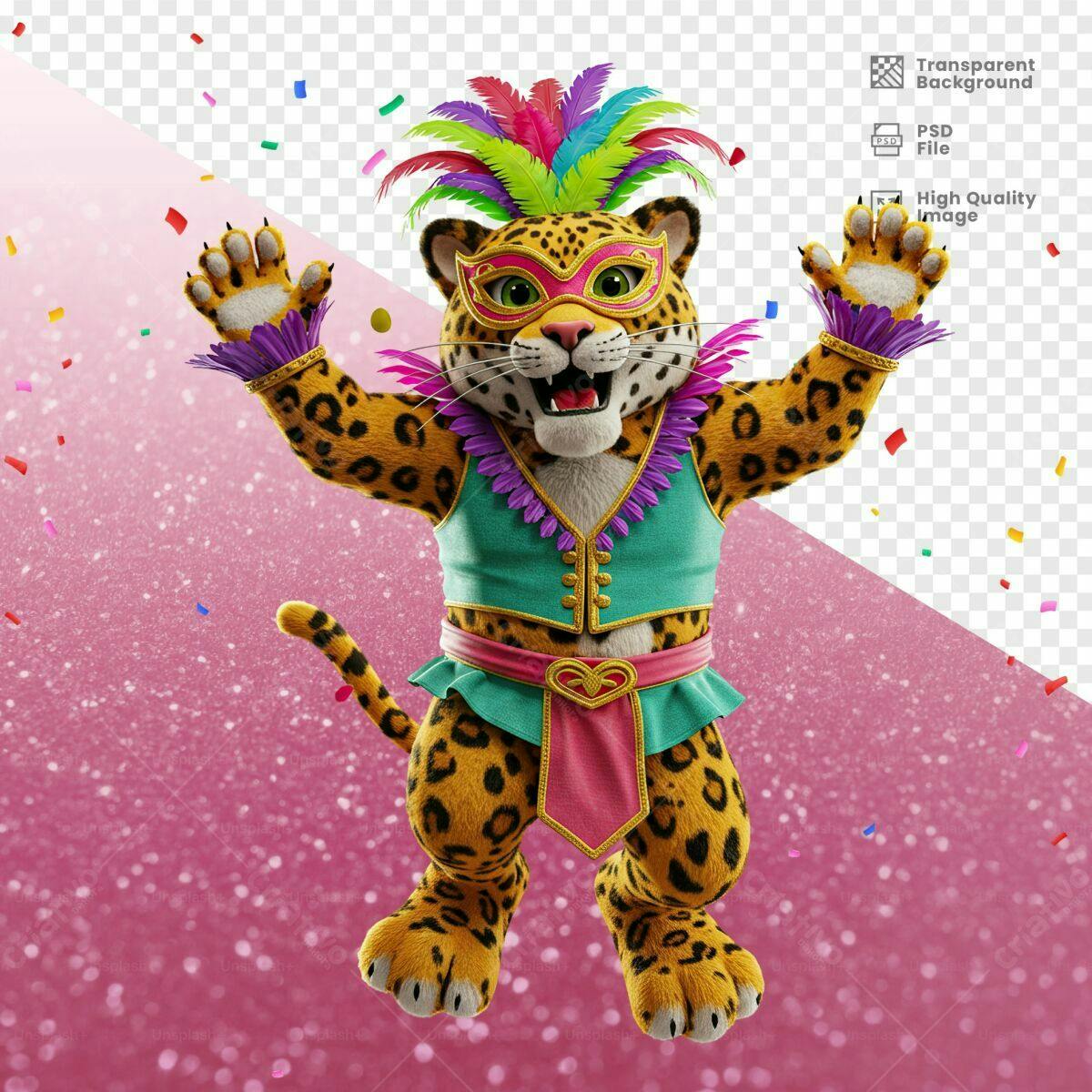 Mascote Onça Carnavalesca PSD para Festa