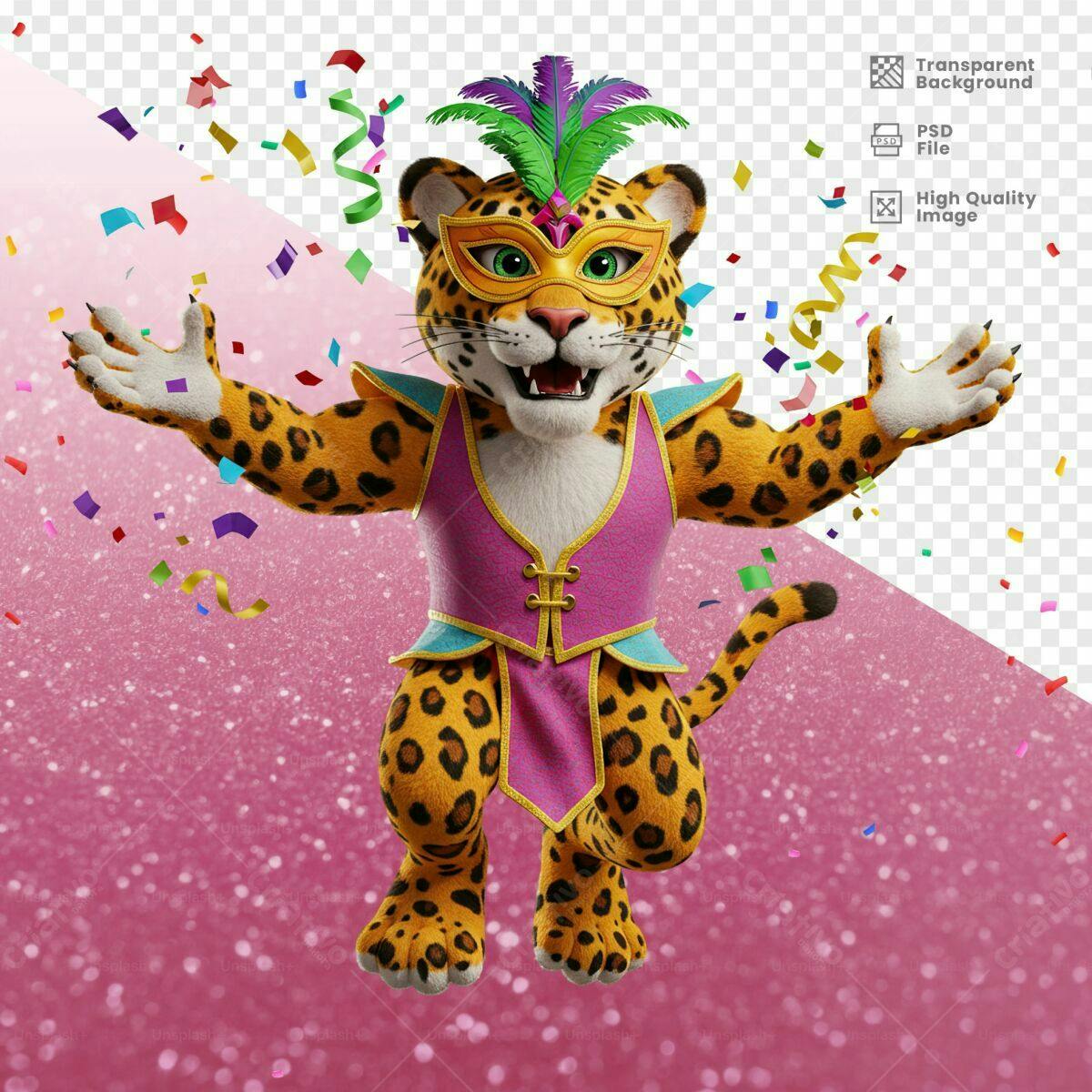 Mascote Onça Carnavalesca PSD Editável