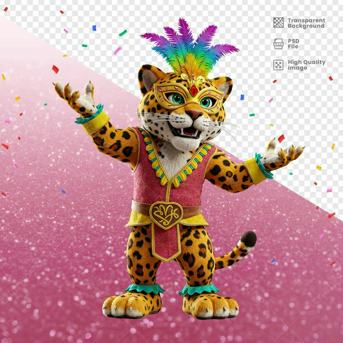 Mascote Onça Carnavalesca PSD Editável