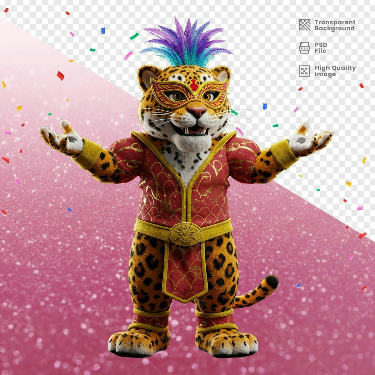 Mascote de Carnaval Jaguar PSD Editável