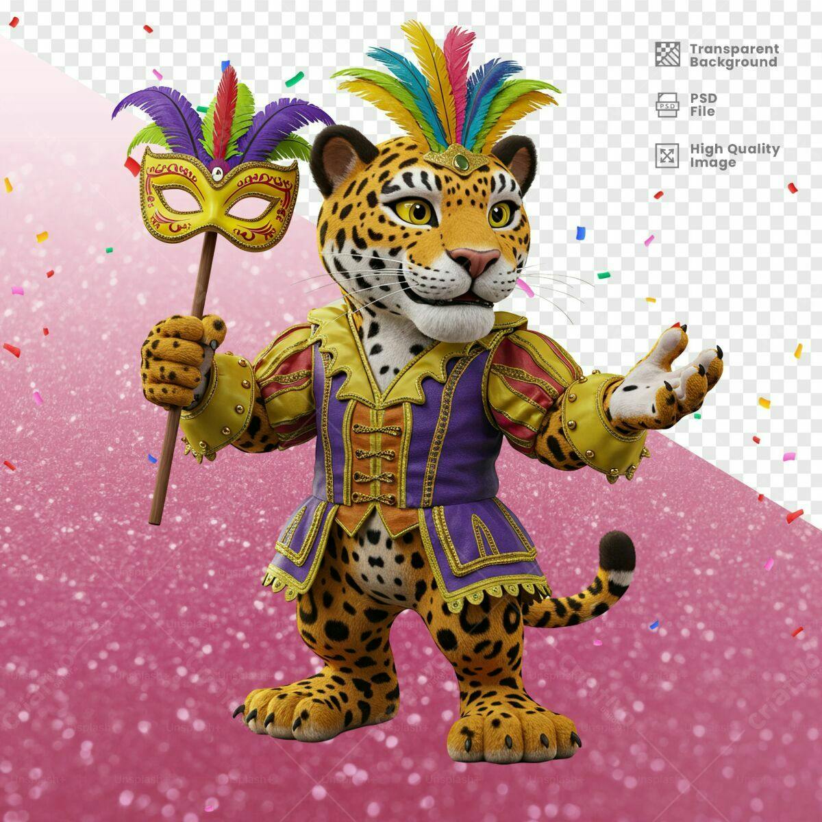 Mascote Onça Carnavalesco PSD Editável