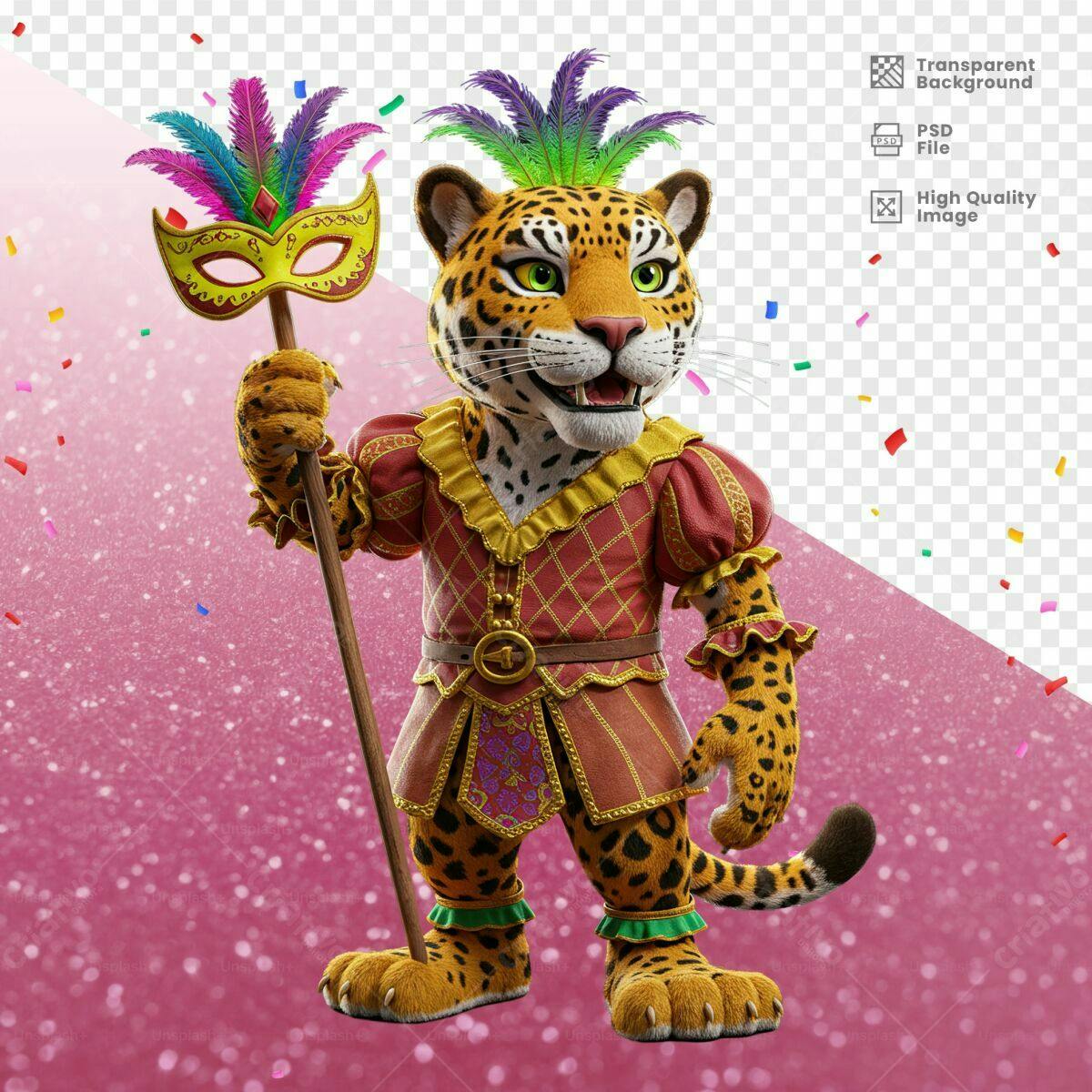 Mascote Onça Carnavalesco PSD Editável